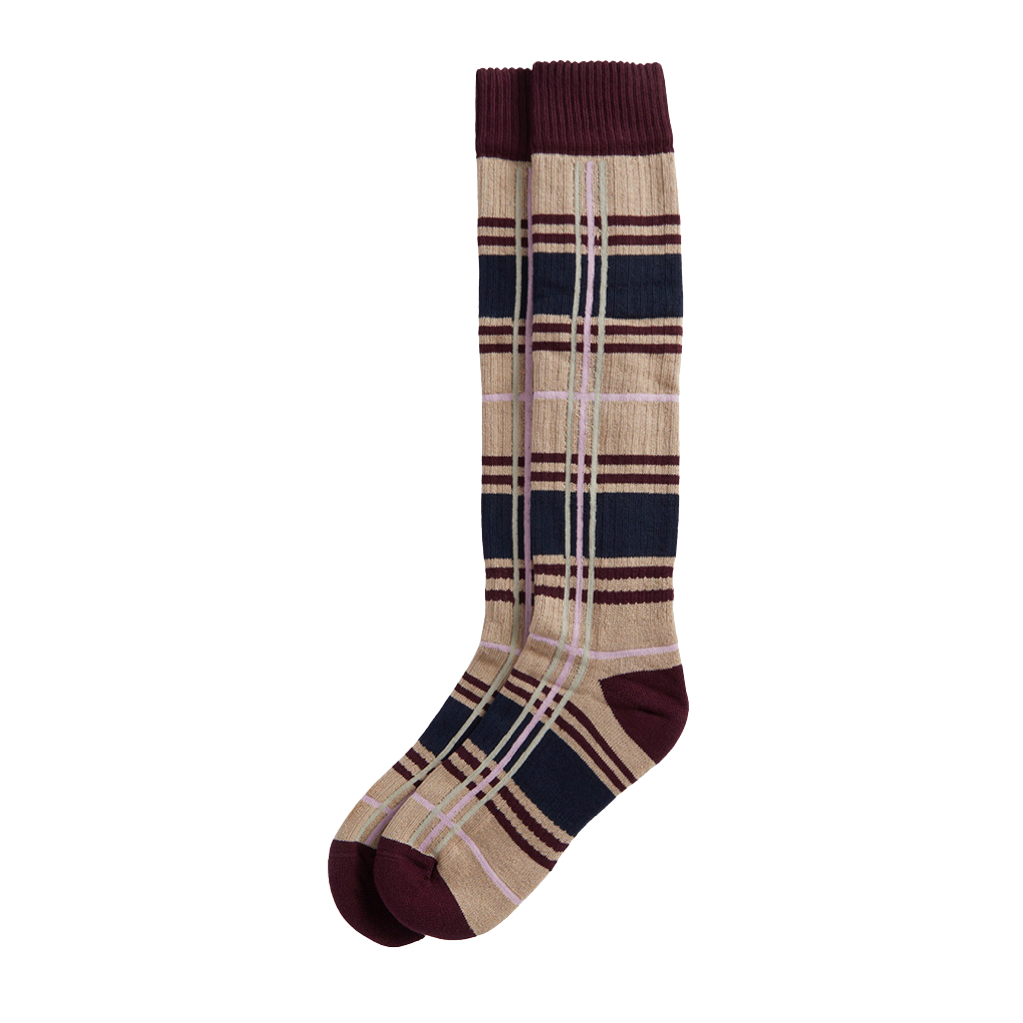 Barbour Wellington Gardenia Tartan Knee Length Sock