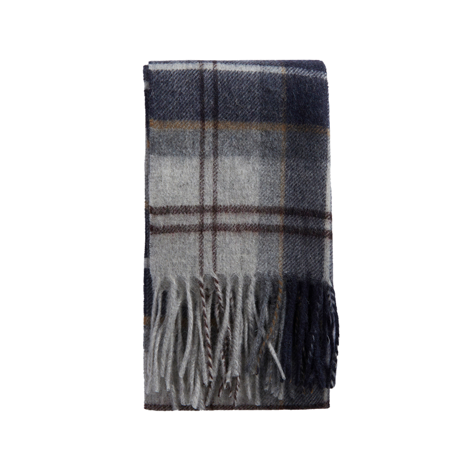 Barbour Wool Cashmere Grey Midnight Tartan Scarf