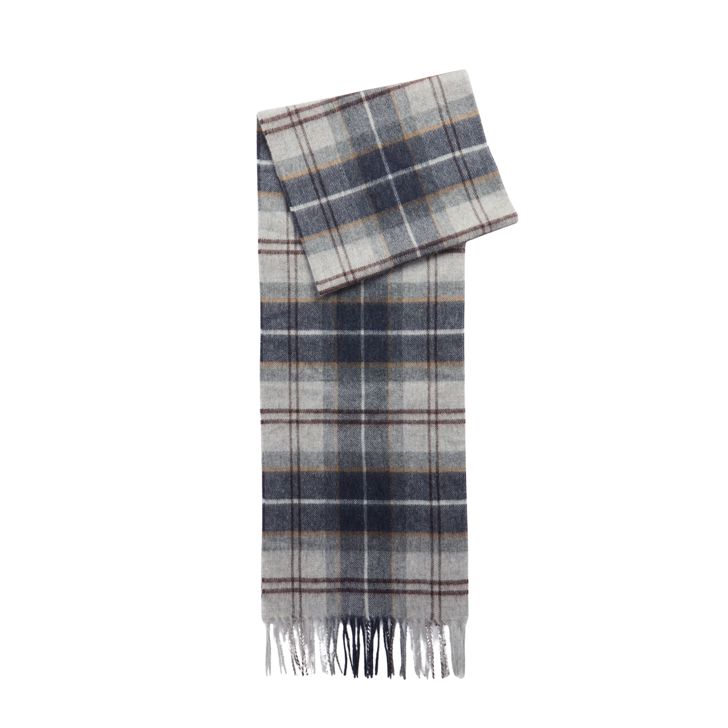 Barbour Wool Cashmere Grey Midnight Tartan Scarf
