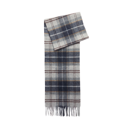 Barbour Wool Cashmere Grey Midnight Tartan Scarf
