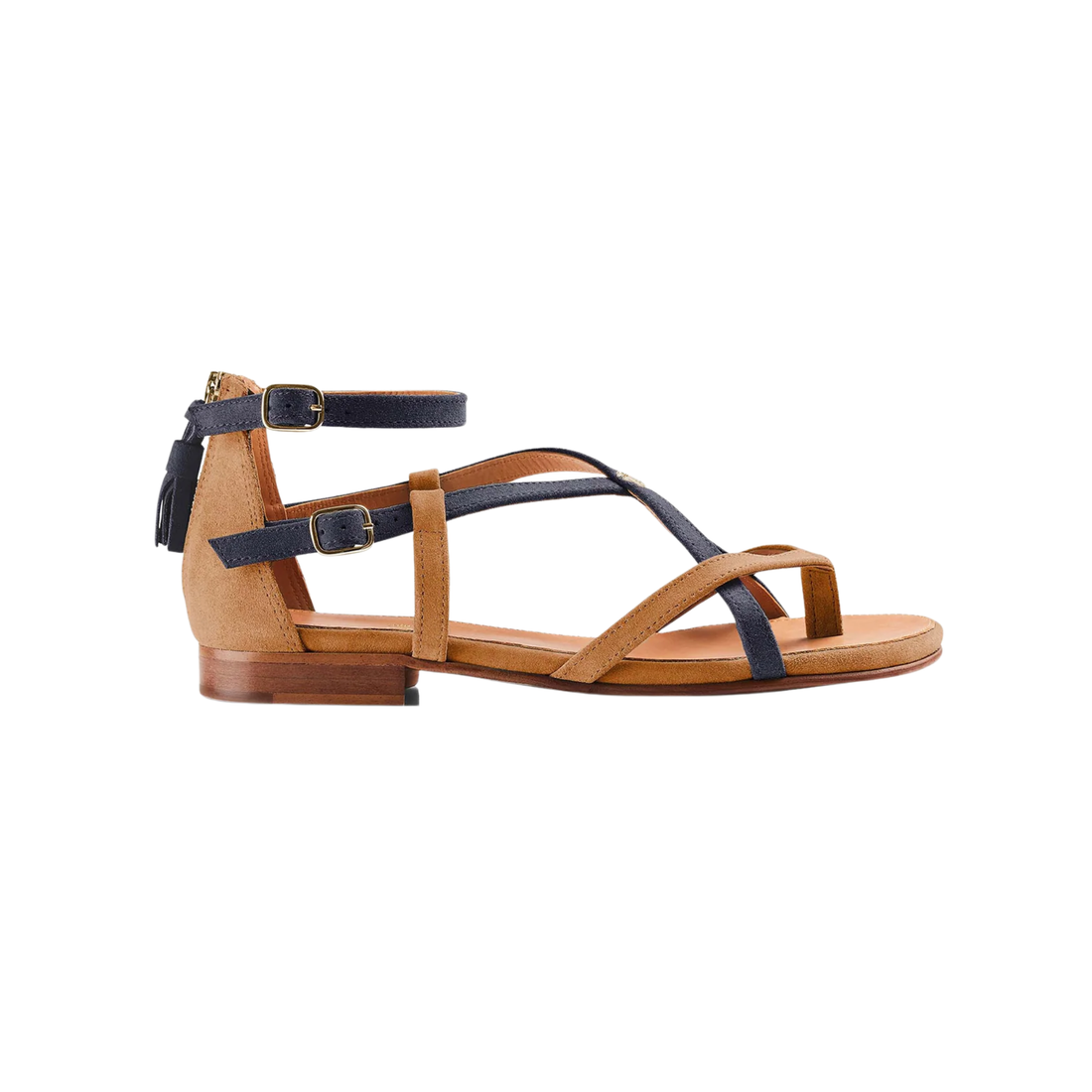 Brancaster Sandal Tan/Navy Suede