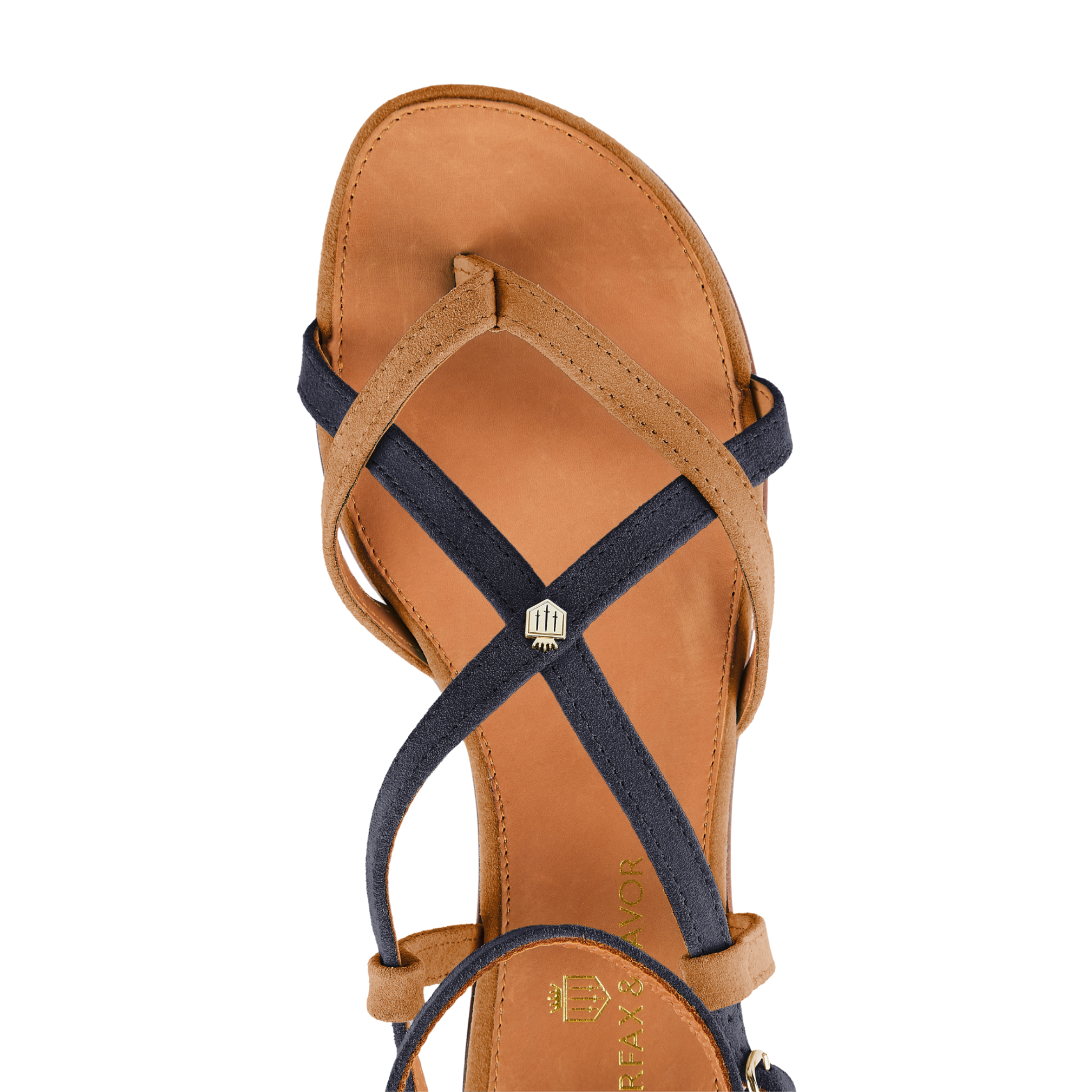 Brancaster Sandal Tan/Navy Suede