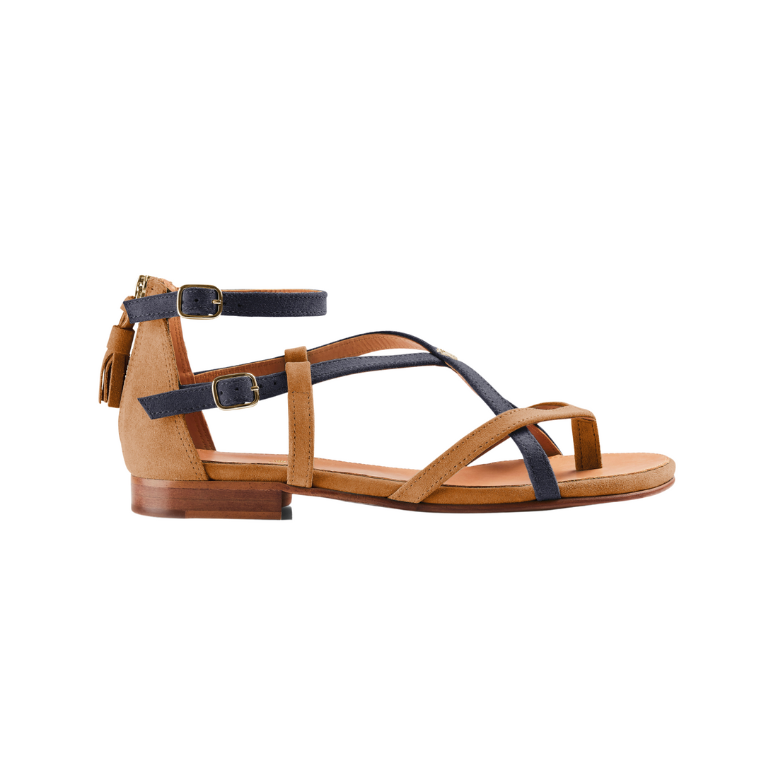 Brancaster Sandal Tan/Navy Suede