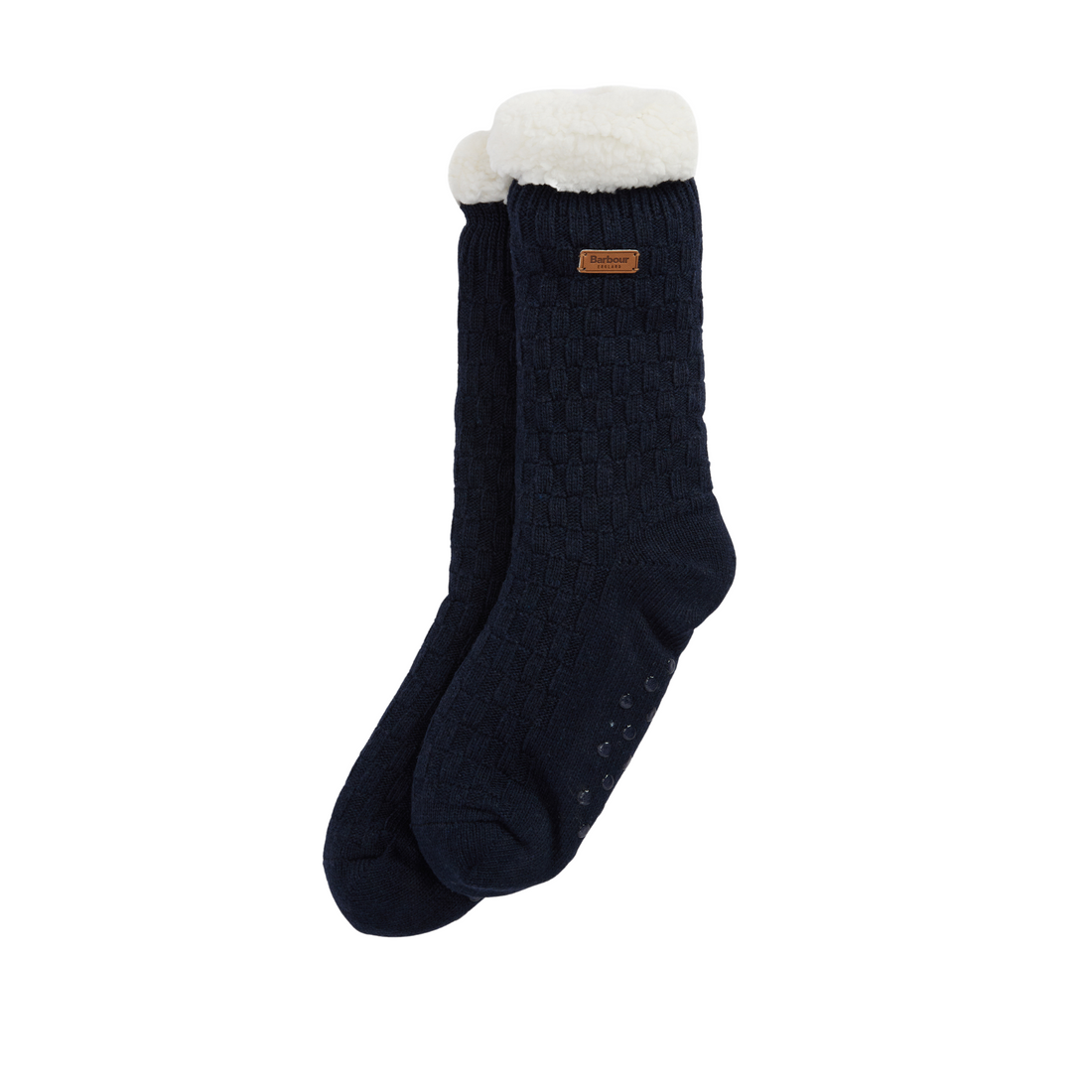 Cable Knit Lounge Socks Navy