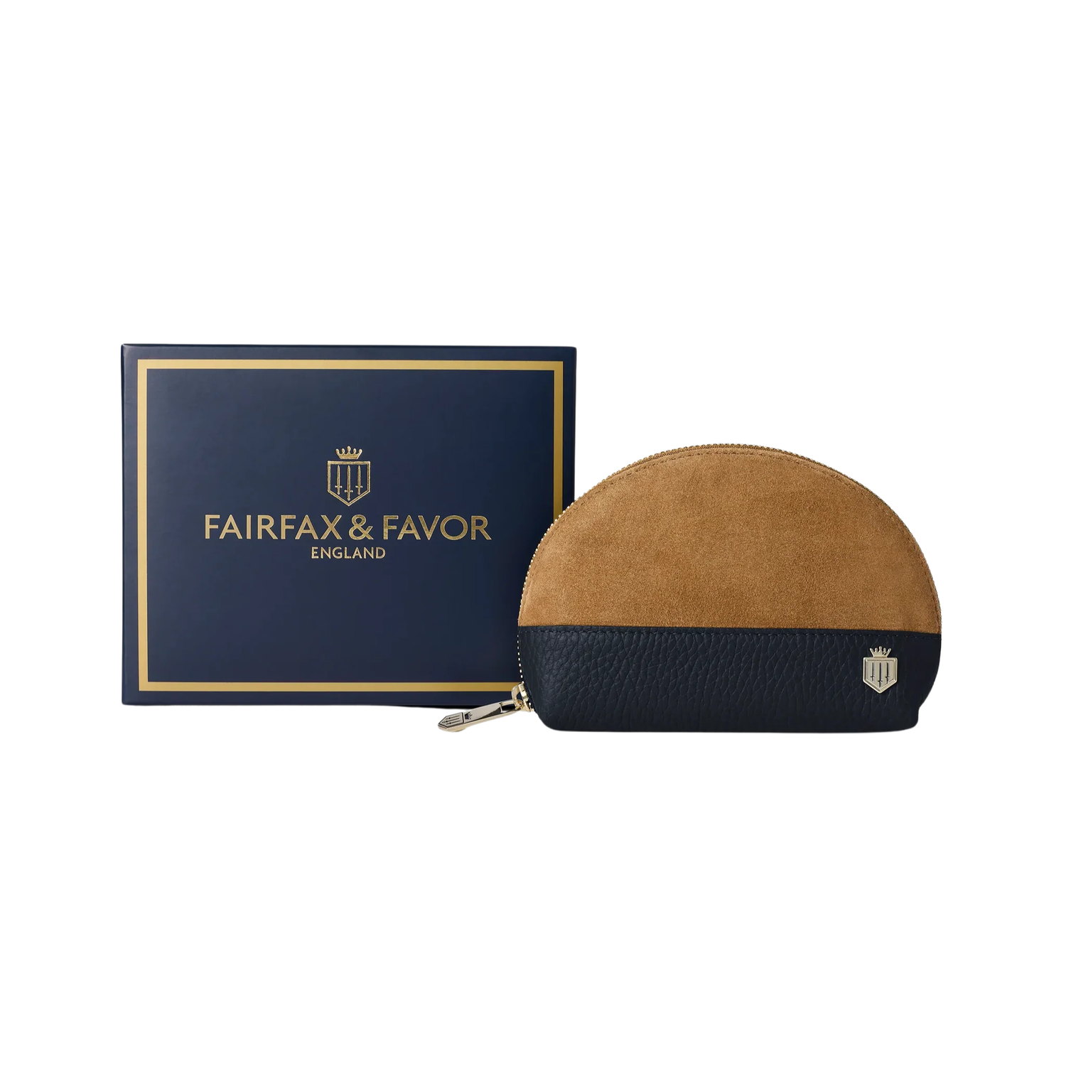 Chiltern Coin Purse Tan/Navy Suede