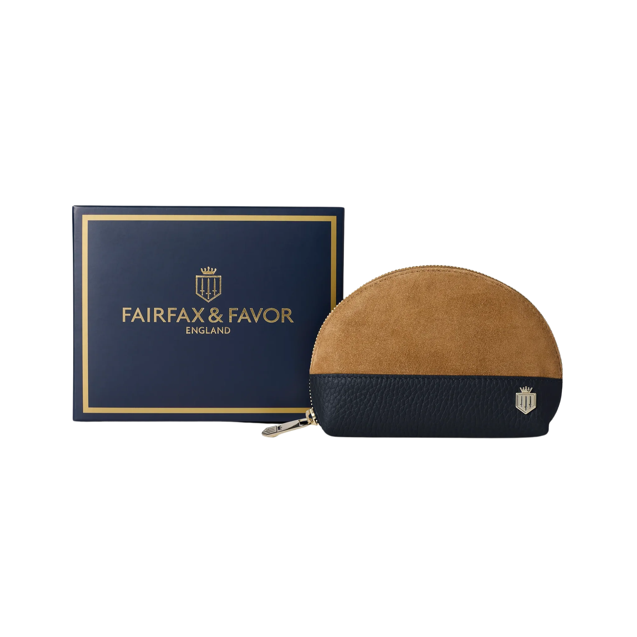 Chiltern Coin Purse Tan/Navy Suede