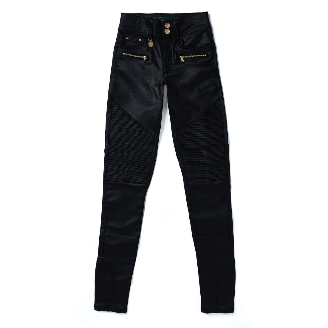 Coated Biker Jean Black