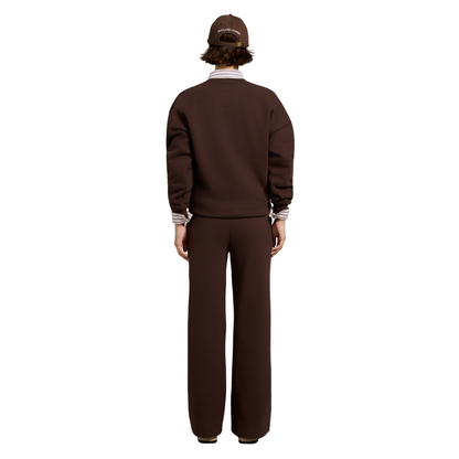 Collegiate Wide Leg Jogger Walnut