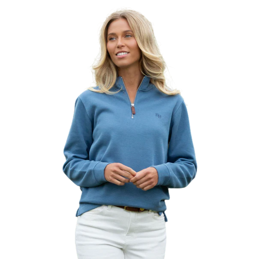 Dittisham Ribbed Unisex Quarter Zip Vintage Blue