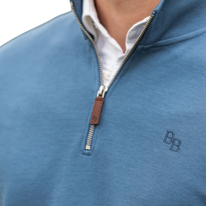 Dittisham Ribbed Unisex Quarter Zip Vintage Blue
