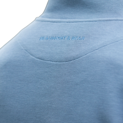 Dittisham Ribbed Unisex Quarter Zip Vintage Blue