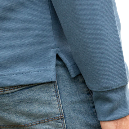 Dittisham Ribbed Unisex Quarter Zip Vintage Blue