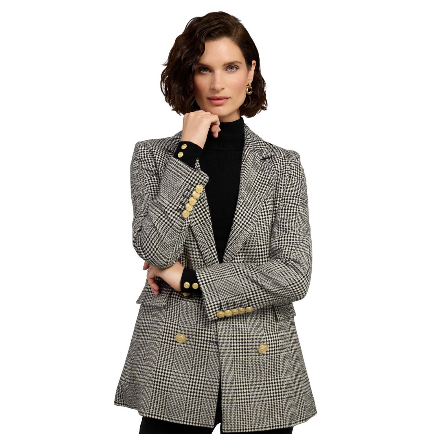 Double Breasted Blazer Prince Of Wales Mono