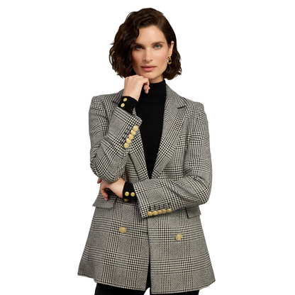 Double Breasted Blazer Prince Of Wales Mono