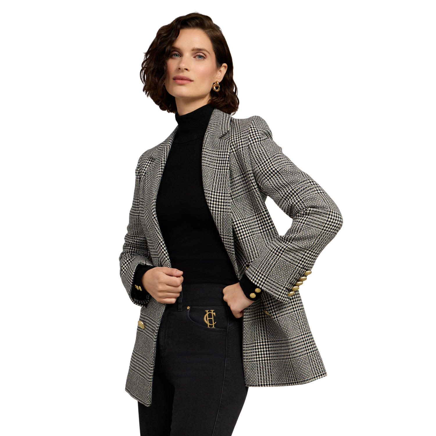 Double Breasted Blazer Prince Of Wales Mono