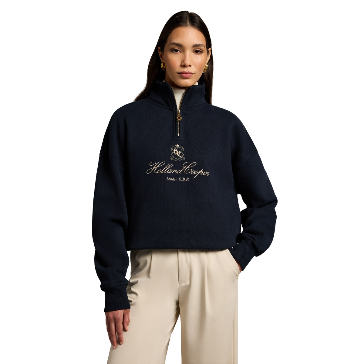 Essential Relaxed Quarter Zip Sweat Ink Navy
