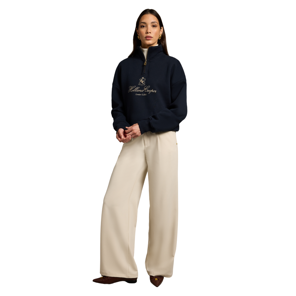 Essential Relaxed Quarter Zip Sweat Ink Navy