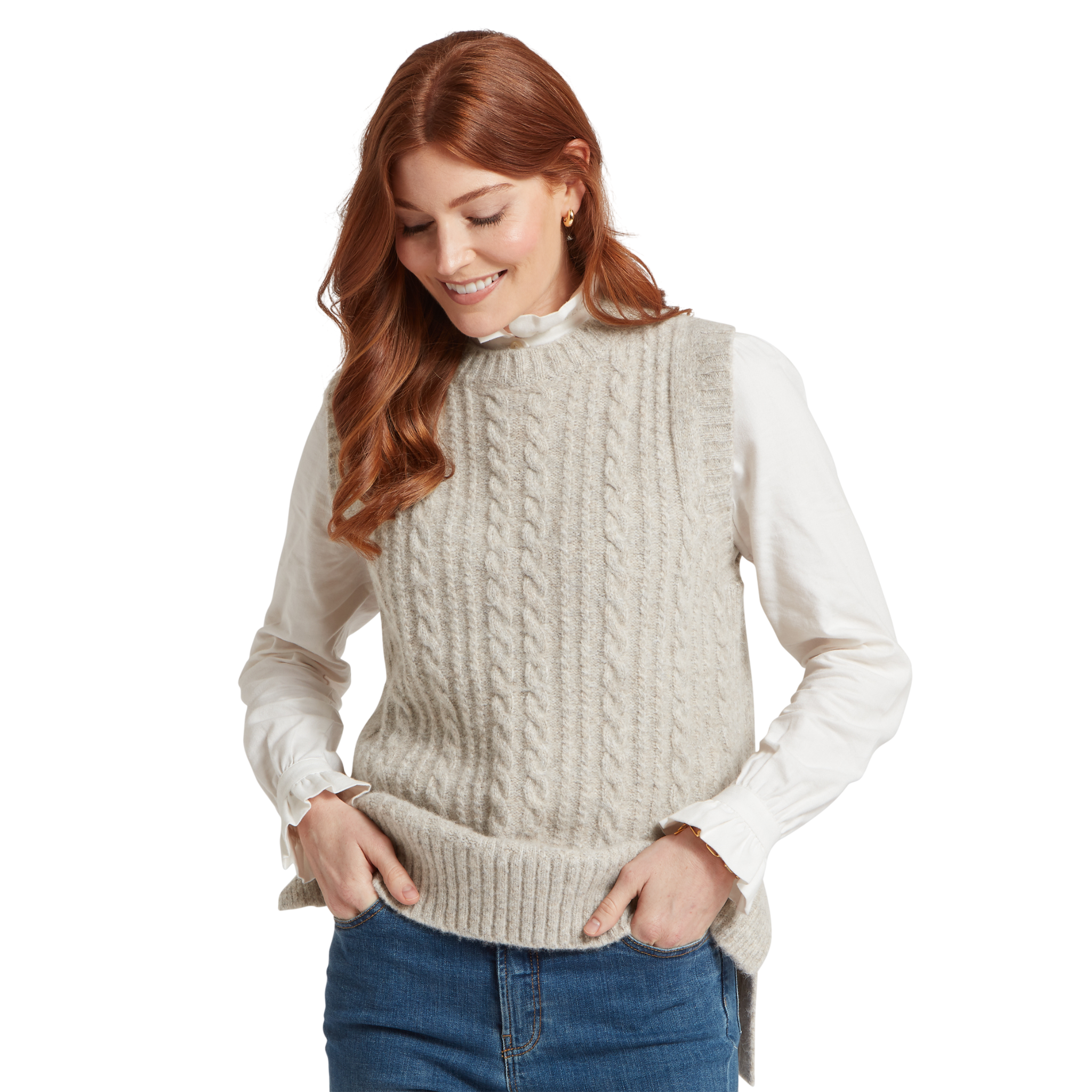 Evie Sleeveless Jumper Cobblestone