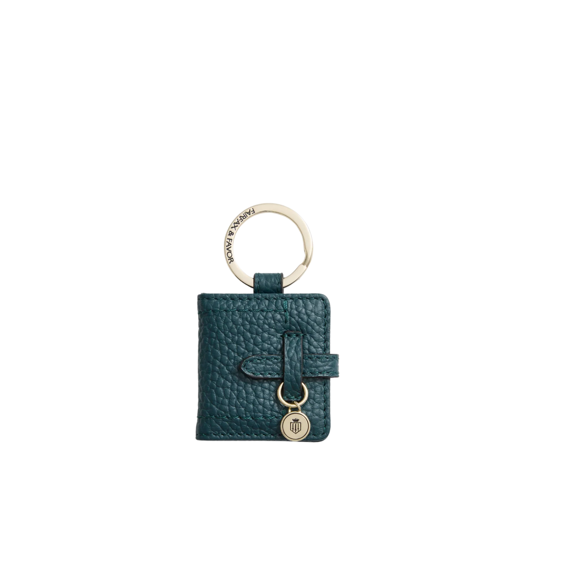 Photo Holder Key Ring Teal Leather