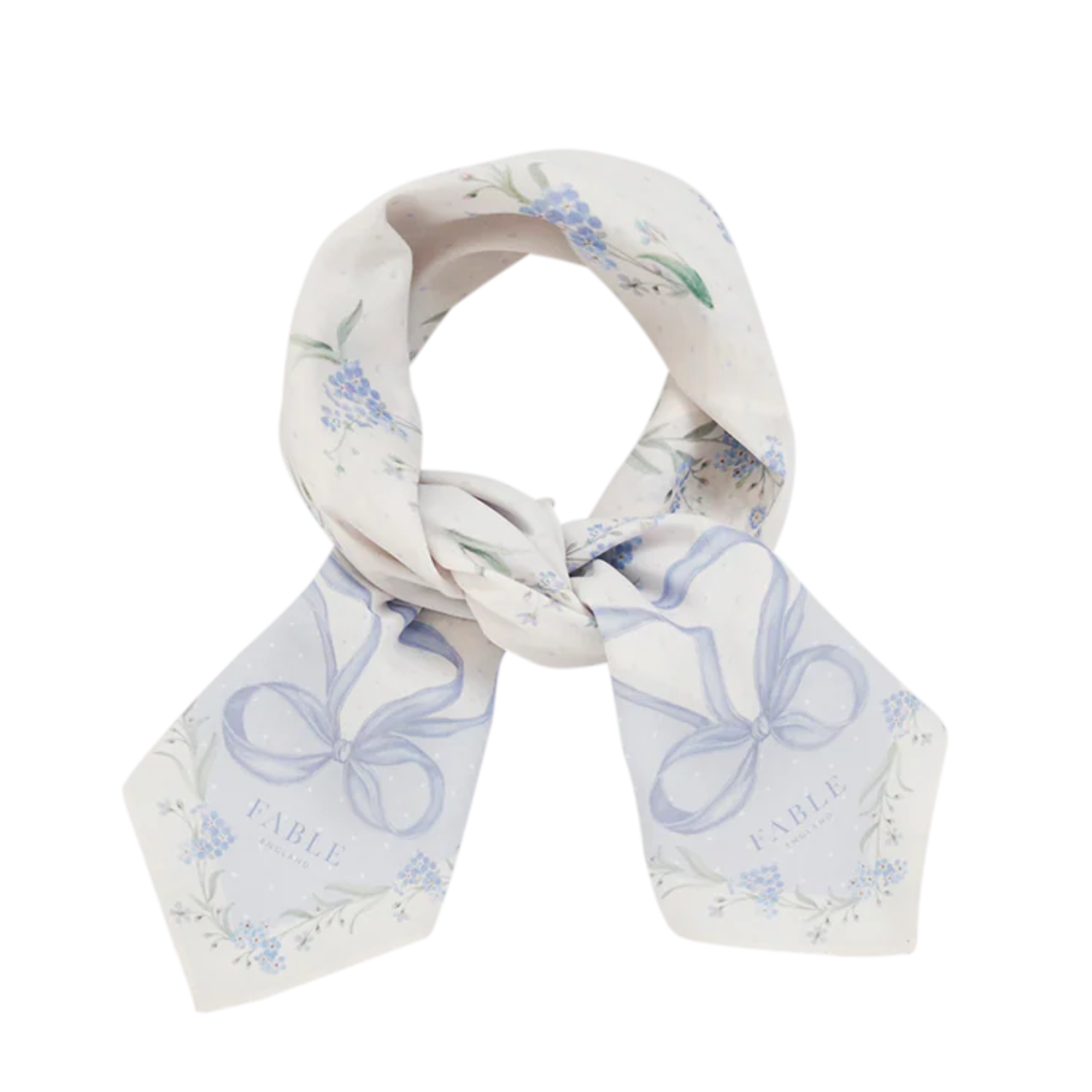 Square Scarf Bow &amp; Floral Blue