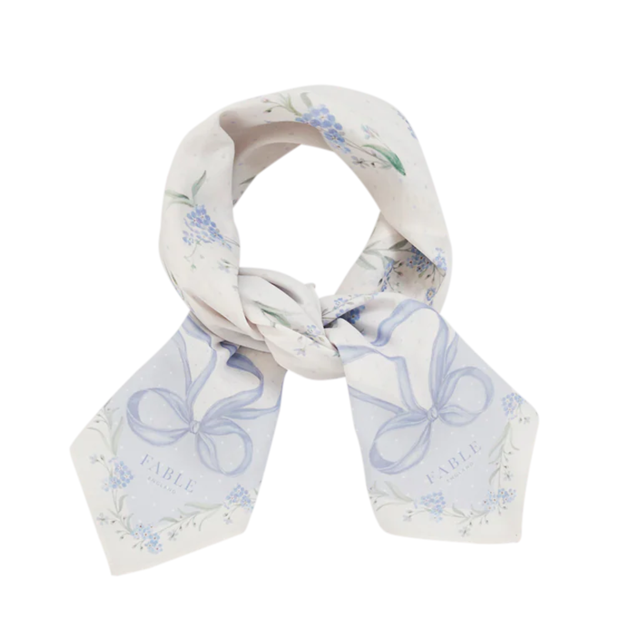 Square Scarf Bow &amp; Floral Blue