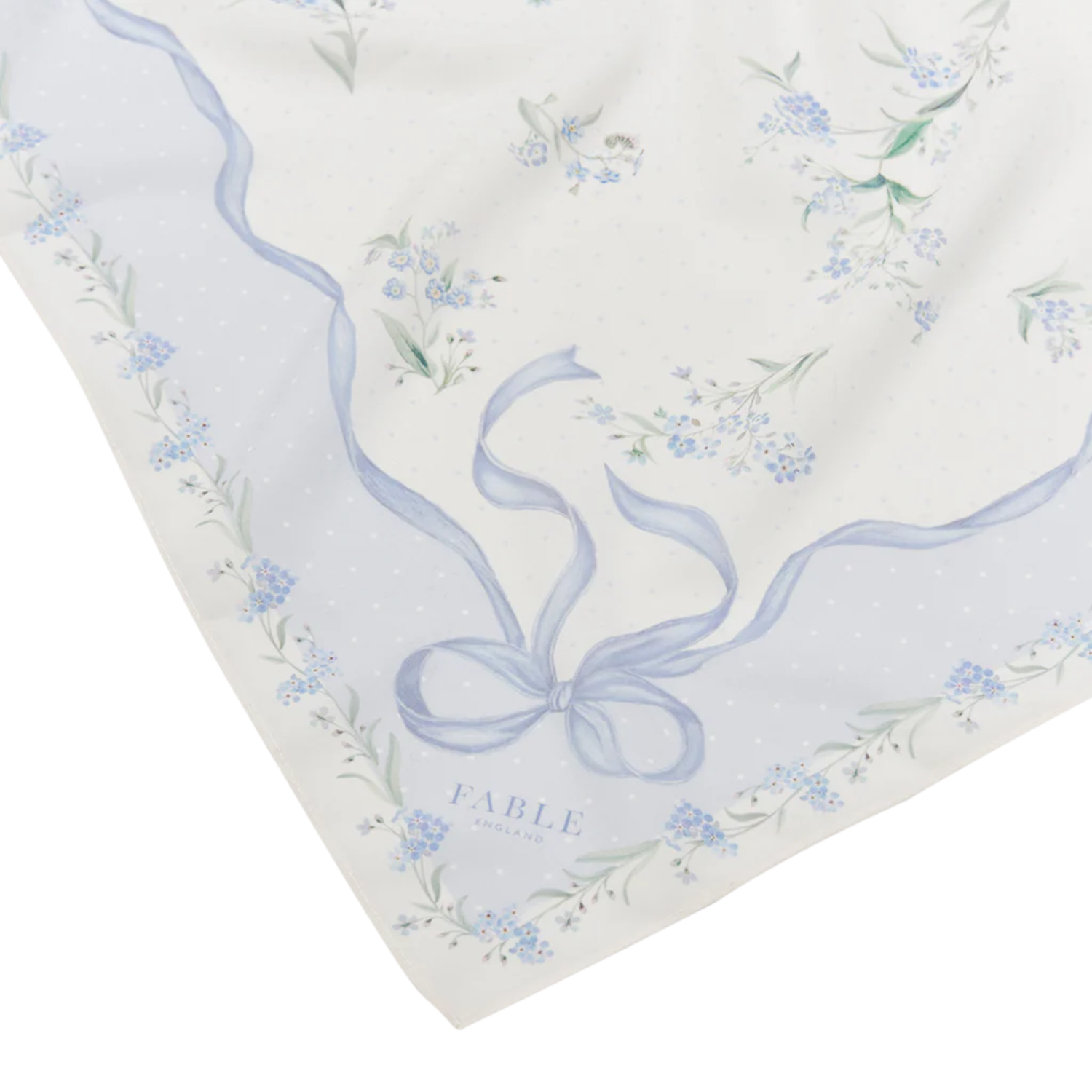 Square Scarf Bow &amp; Floral Blue