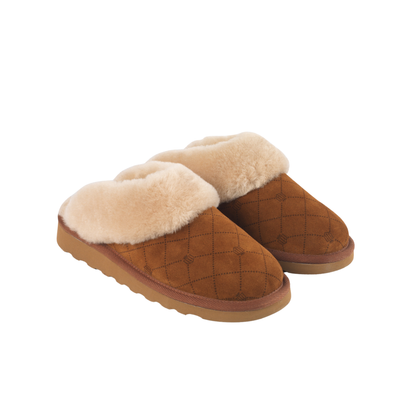 Glencoe Mule Slipper Printed Tan Suede