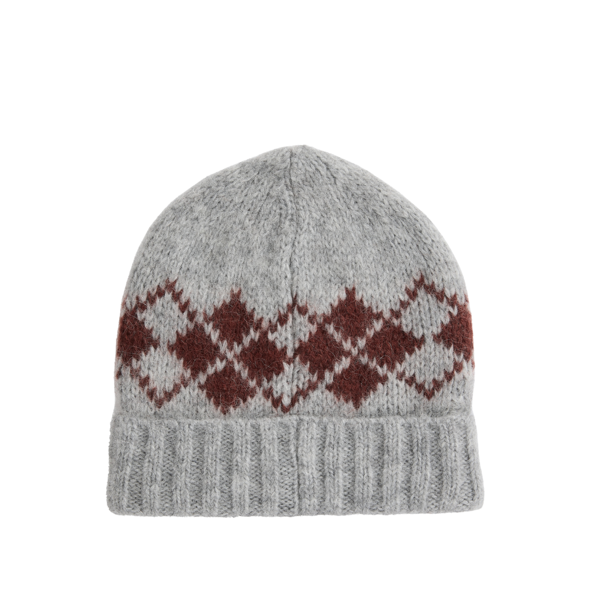 The Harper Knitted Hat Slate Argyle