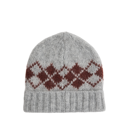 The Harper Knitted Hat Slate Argyle