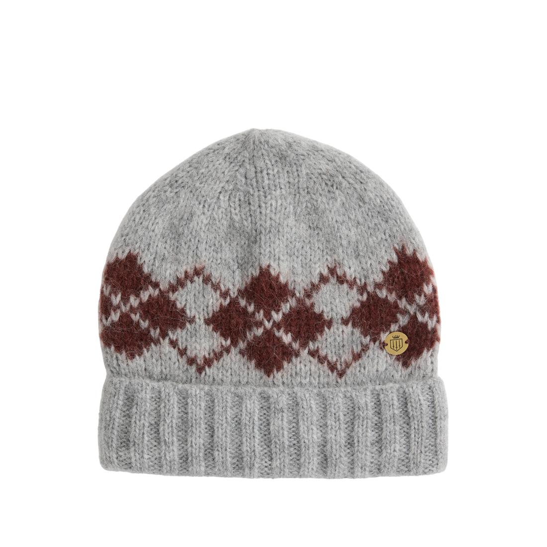 The Harper Knitted Hat Slate Argyle