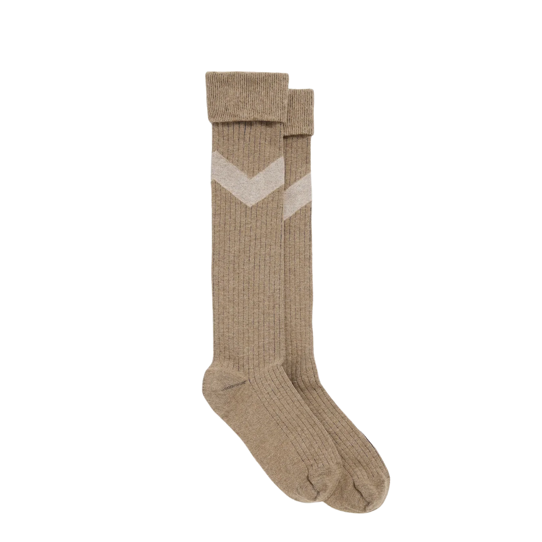 Ladies Knee High Chevron Socks Sand