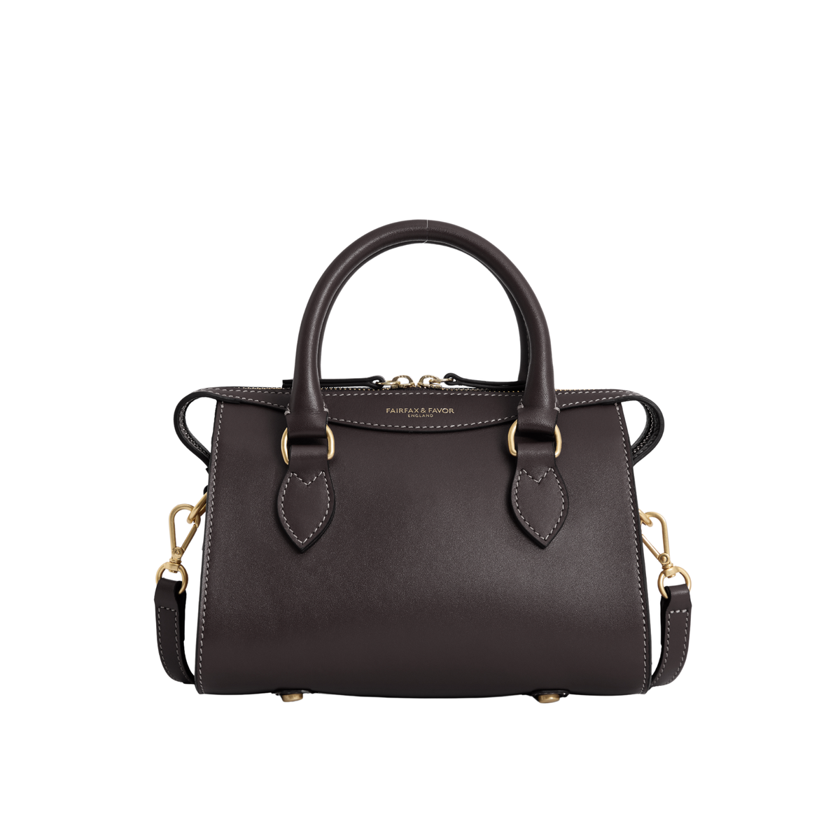 Mini Kew Top Handle Bag Mahogany Leather