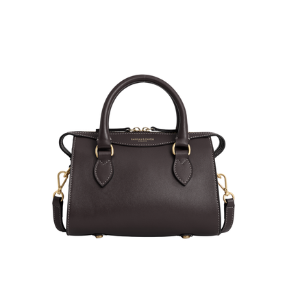 Mini Kew Top Handle Bag Mahogany Leather