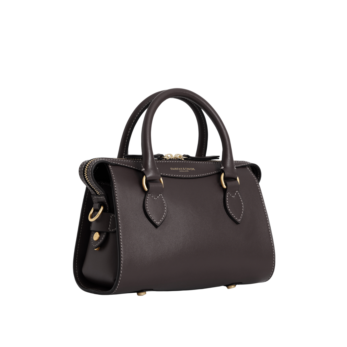 Mini Kew Top Handle Bag Mahogany Leather