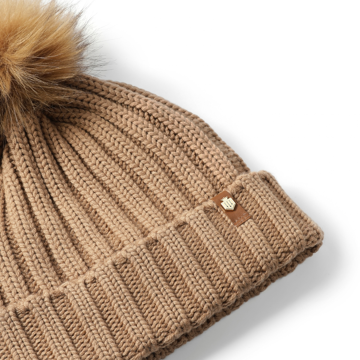 Signature Knitted Bobble Hat Camel