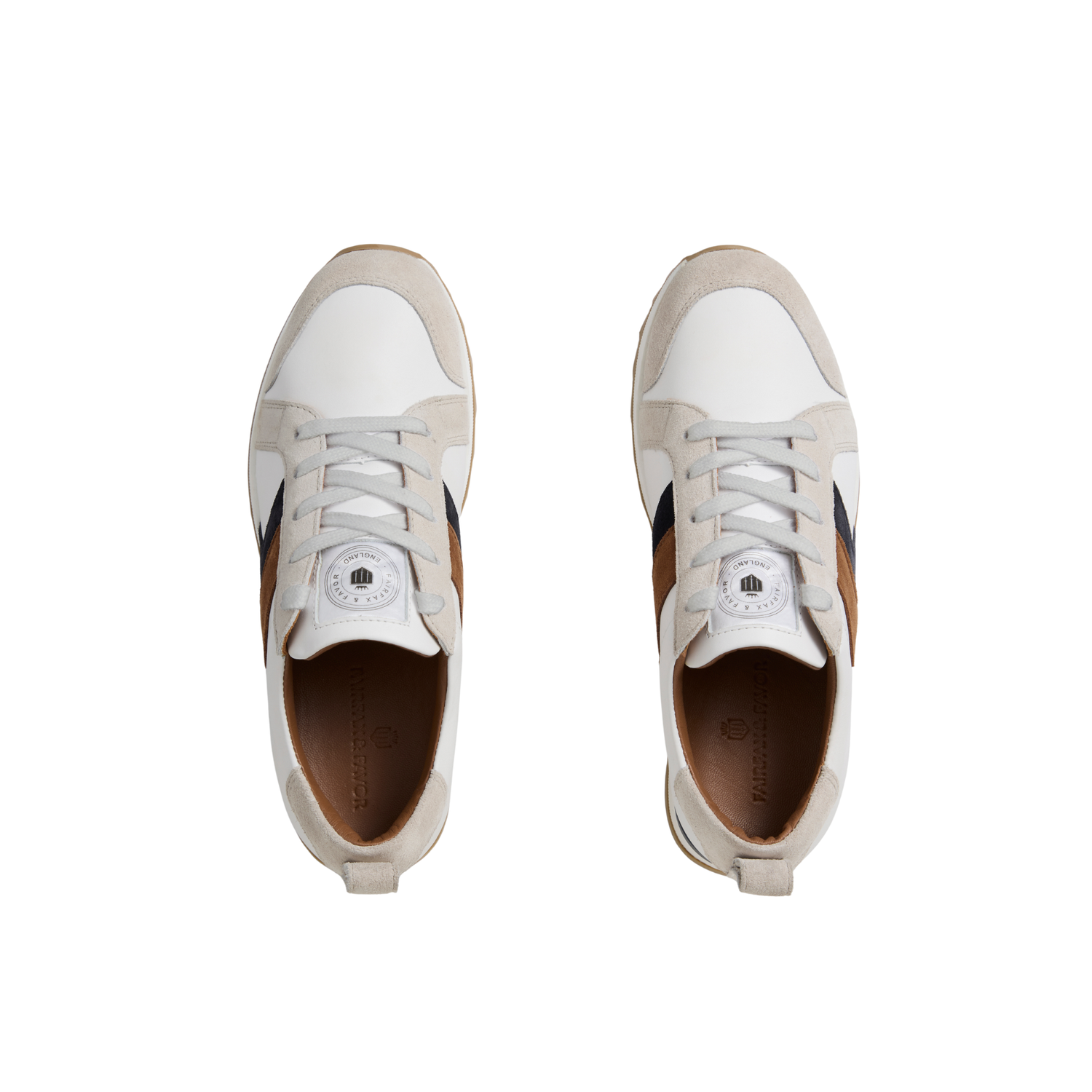 Xandra Trainer White Leather Tan/Navy