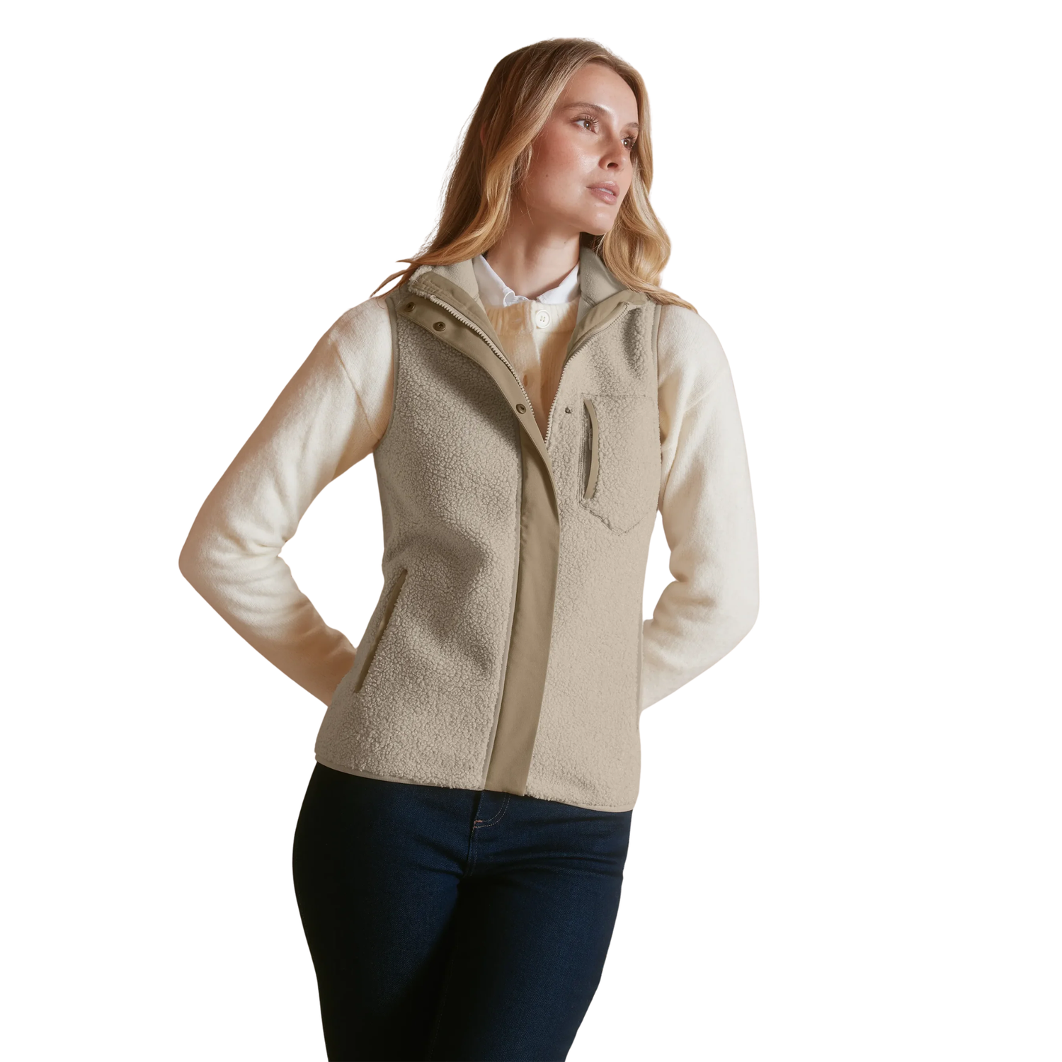 Agnes Fleece Gilet Ecru