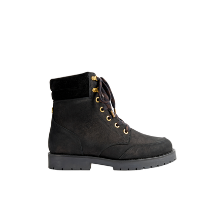 Shearling Lined Galway Ankle Boot Black Nubuck
