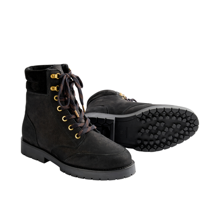 Shearling Lined Galway Ankle Boot Black Nubuck