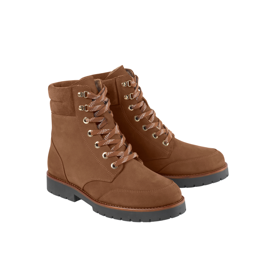 Shearling Lined Galway Ankle Boot Cognac Nubuck