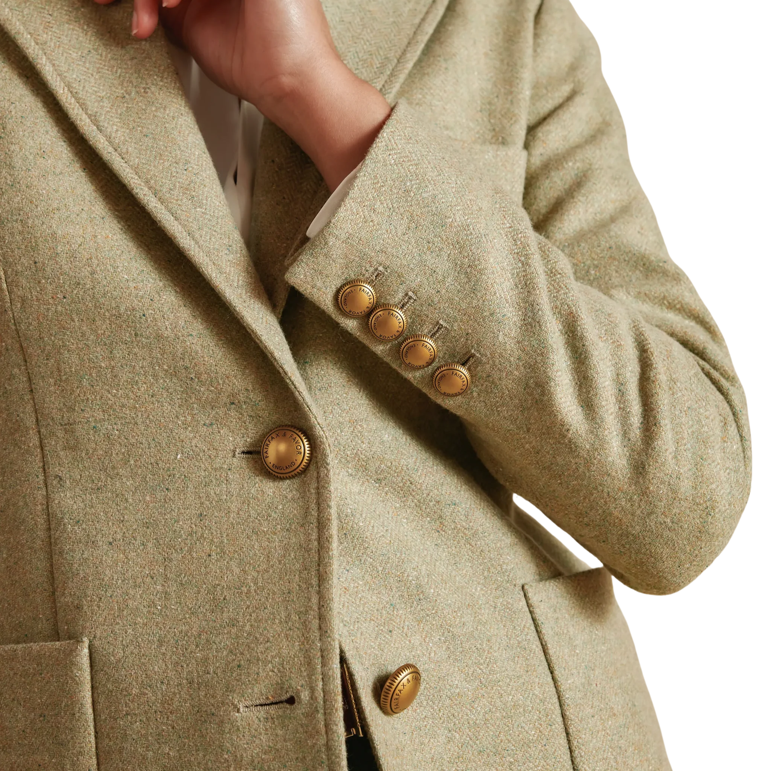 Fern Single Breasted Herringbone Blazer Meadow Green