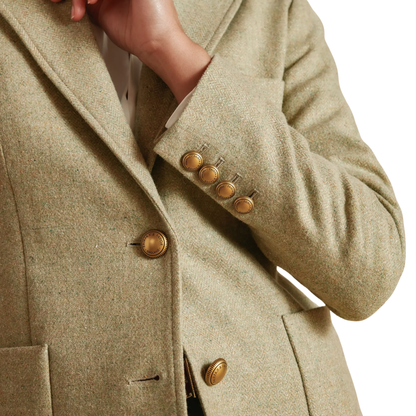 Fern Single Breasted Herringbone Blazer Meadow Green