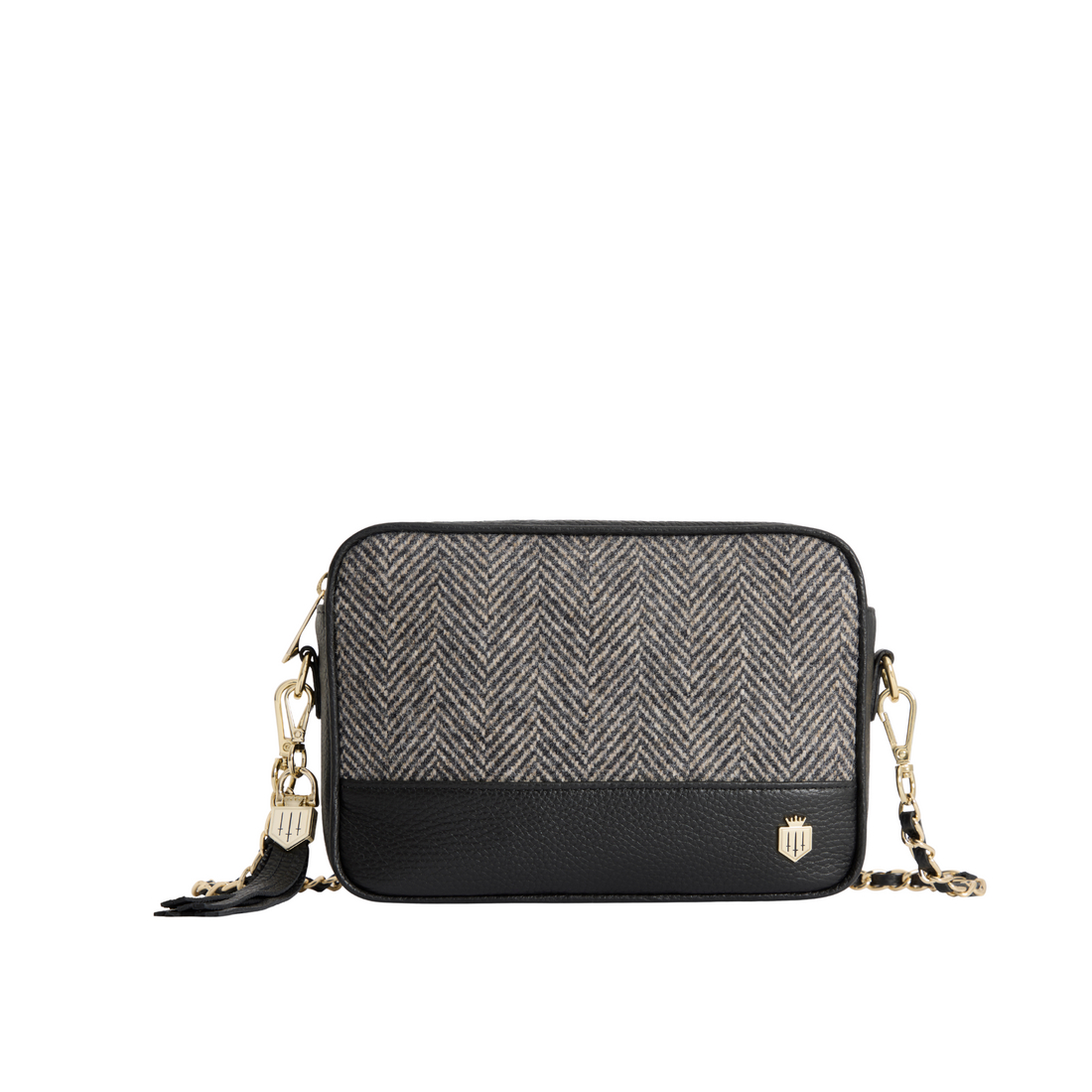 Finsbury Cross Body Bag Herringbone & Black Leather