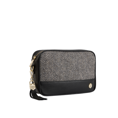 Finsbury Cross Body Bag Herringbone &amp; Black Leather