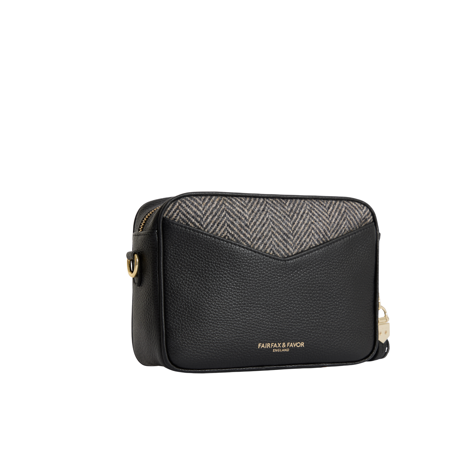 Finsbury Cross Body Bag Herringbone &amp; Black Leather