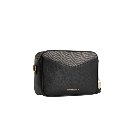 Finsbury Cross Body Bag Herringbone &amp; Black Leather