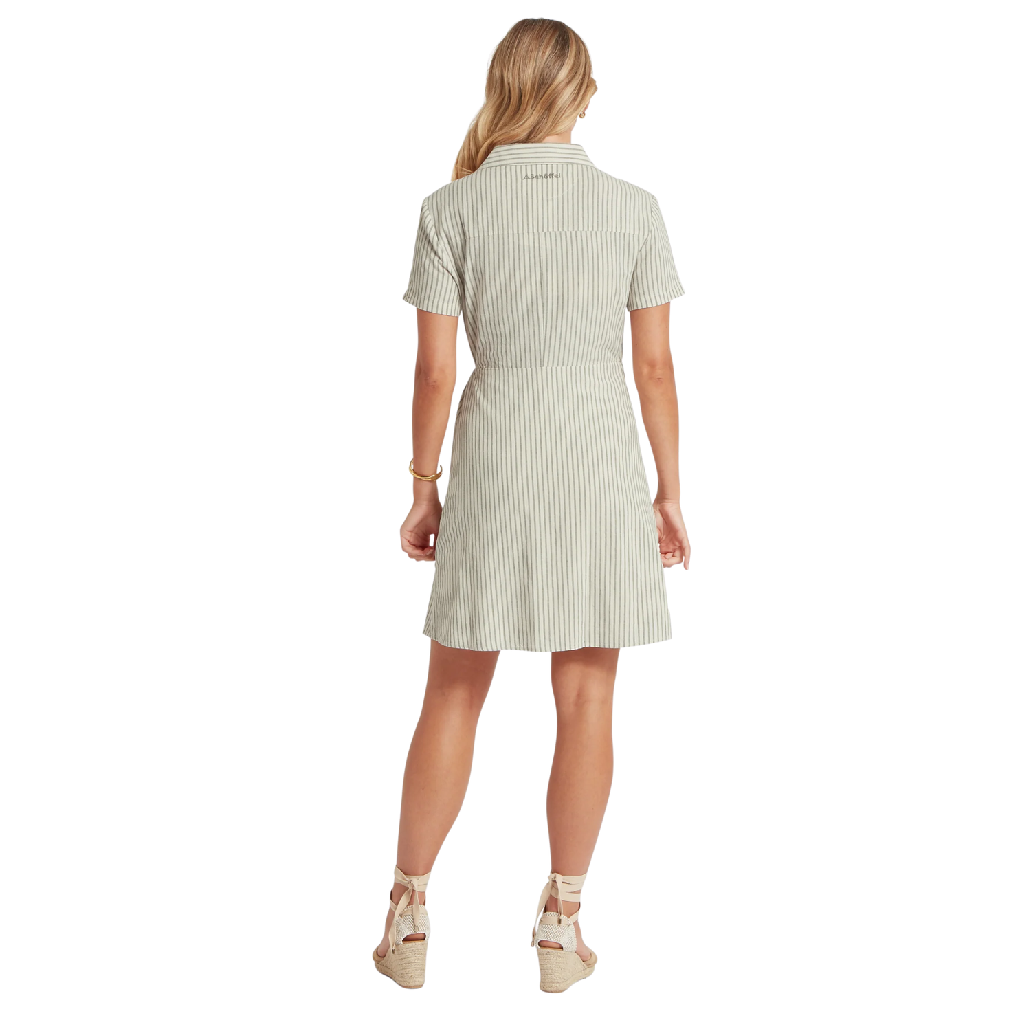 Fleur Linen Dress Agave Green Stripe
