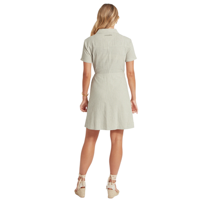 Fleur Linen Dress Agave Green Stripe