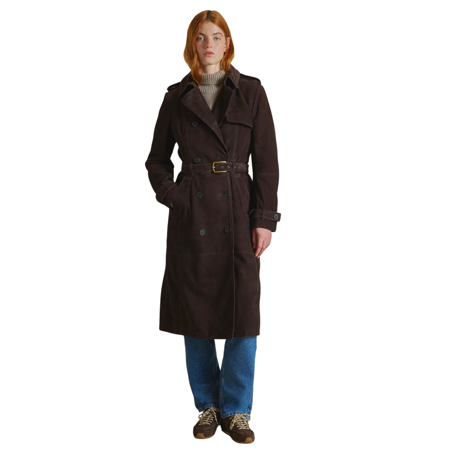 The Frances Trench Coat Chocolate Suede