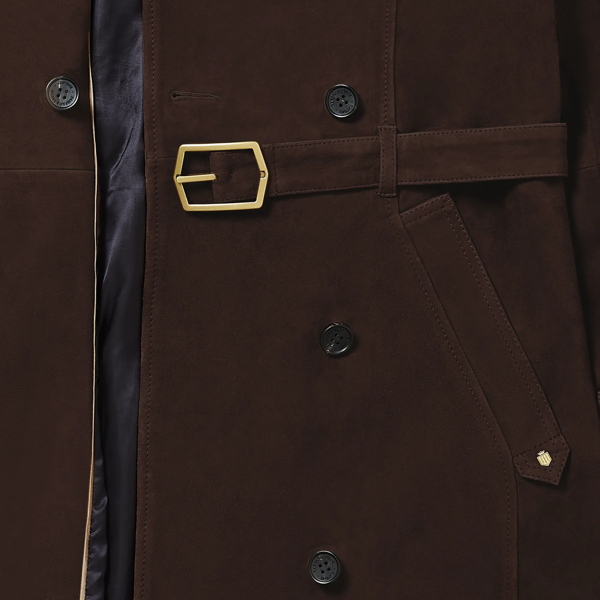 The Frances Trench Coat Chocolate Suede